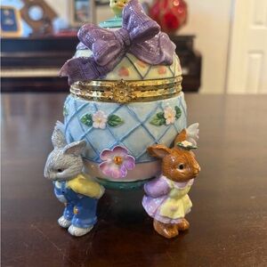 Easter Egg Trinket Box with Bunnies